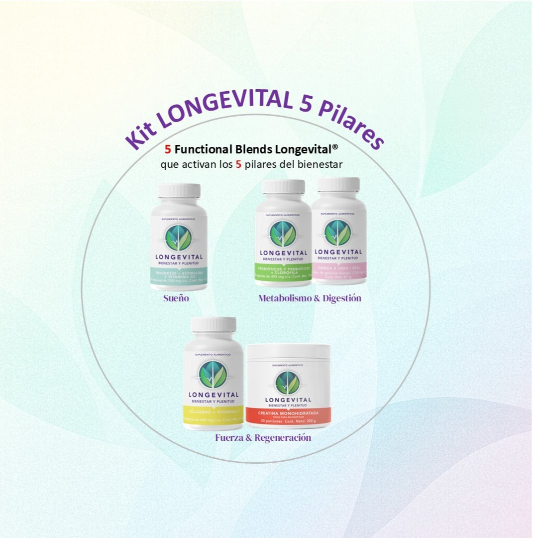 KIT LONGEVITAL® 5 PILARES Programa basado en 5 Functional Blends SIN RHODIOLA